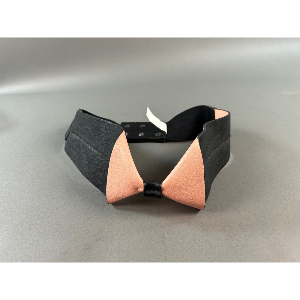 Eva Mendes New York & Company Black Peach Bow Elastic Waist Cinch Belt Size M/L